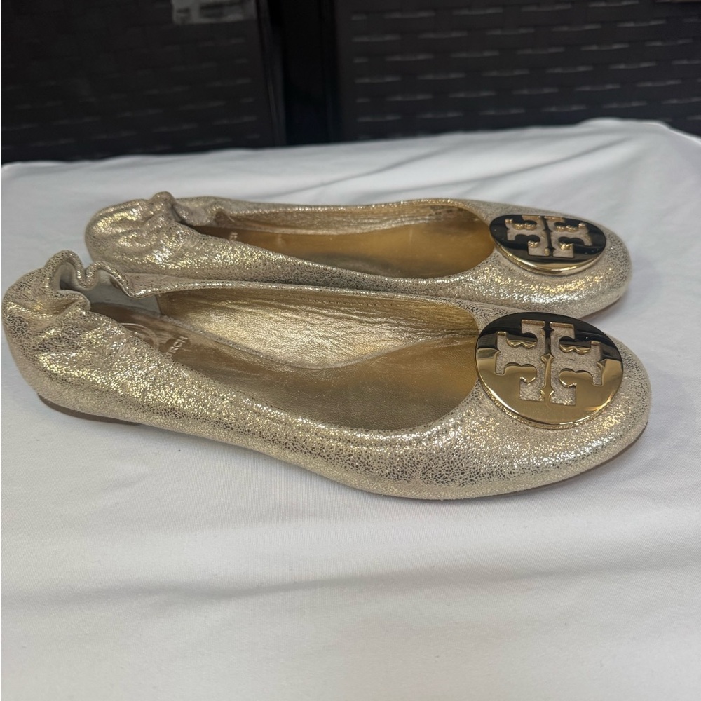 Tory Burch Metallic Gold Flats